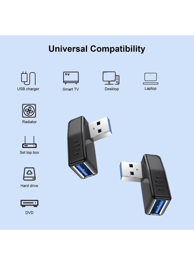 Oxsubor USB 3.0 Adapter 90 Degree Male to Female Coupler Connector Plug Left Right Up Down Angle (USB 3.0 Adapter Left 2PCS) - Image 3