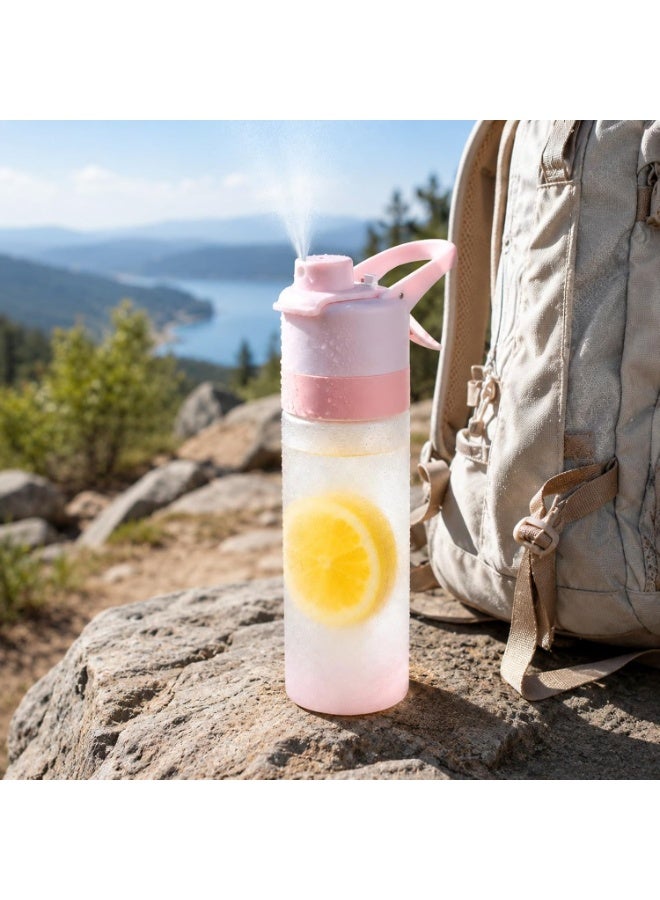 650ml Frosted Gradient Spray Water Bottle with Straw, Portable for Outdoor Sports & Travel - Image 1