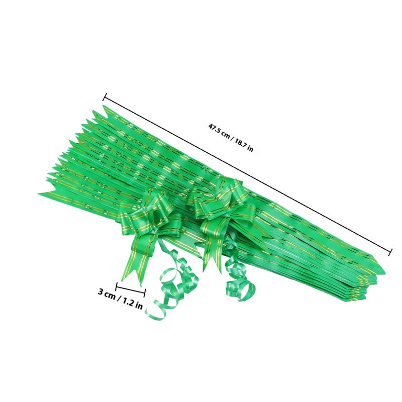 20PCS Golden Side Design Pull Bows Gift Knot Ribbons String Bows for Wedding Gift Wrapping Car Decoration (Green) - Image 2