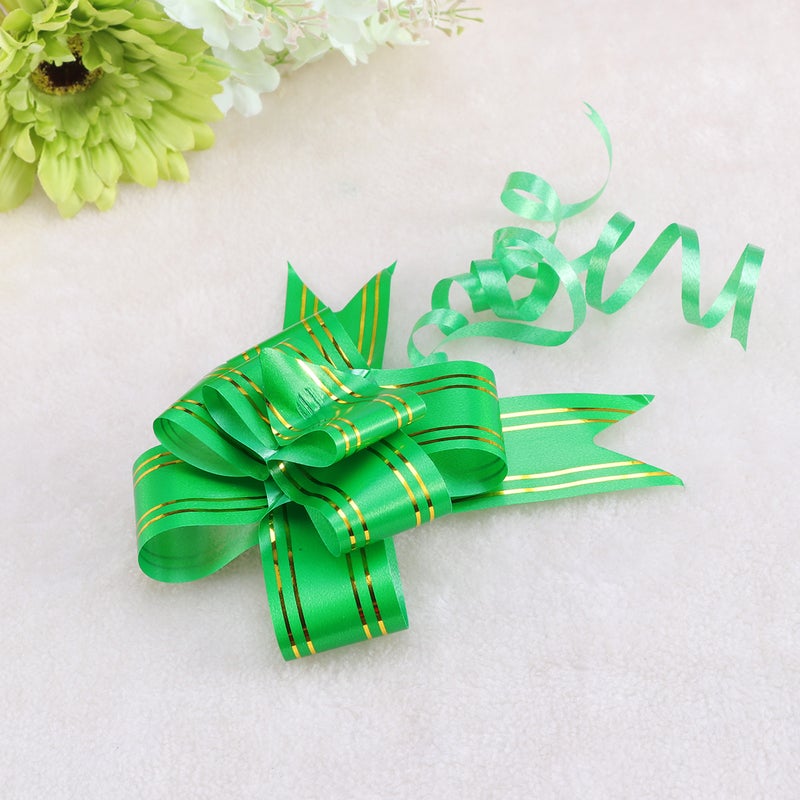 20PCS Golden Side Design Pull Bows Gift Knot Ribbons String Bows for Wedding Gift Wrapping Car Decoration (Green) - Image 5