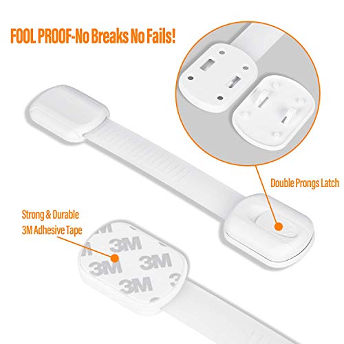 Tarkan Safety Cabinet Lock (8-Pack), Child Proofing Adjustable Door Latch for Drawers, Fridge, Furniture with 3M Adhesive (White) - Image 3
