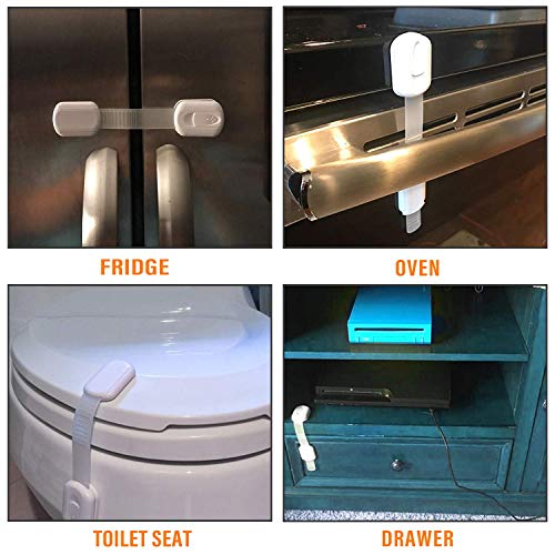 Tarkan Safety Cabinet Lock (8-Pack), Child Proofing Adjustable Door Latch for Drawers, Fridge, Furniture with 3M Adhesive (White) - Image 5