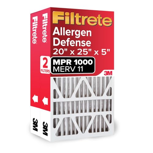 Filtrete 20x25x5 AC Furnace Air Filter, MPR 1000, MERV 11, Fits Lennox Devices, Allergen Defense, Electrostatic Air Cleaning Filter, 2-Pack (actual size 19.63 x 24.75 x 4.31 in) - Image 1