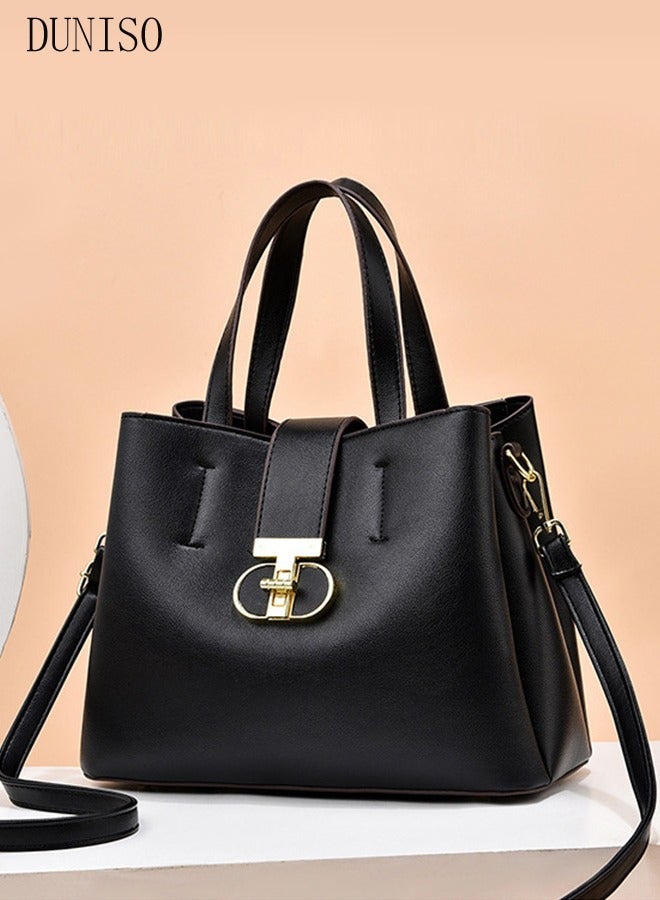 DUNISO Women's Vintage Tote Bag Handbags with Large Capacity Faux Leather Shoulder Bag Ladies Fashion Designer Satchel Crossbody Bag with Detachable Strap for Ladies - Image 5