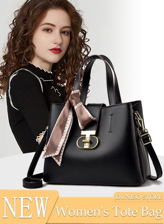 DUNISO Women's Vintage Tote Bag Handbags with Large Capacity Faux Leather Shoulder Bag Ladies Fashion Designer Satchel Crossbody Bag with Detachable Strap for Ladies - Image 1