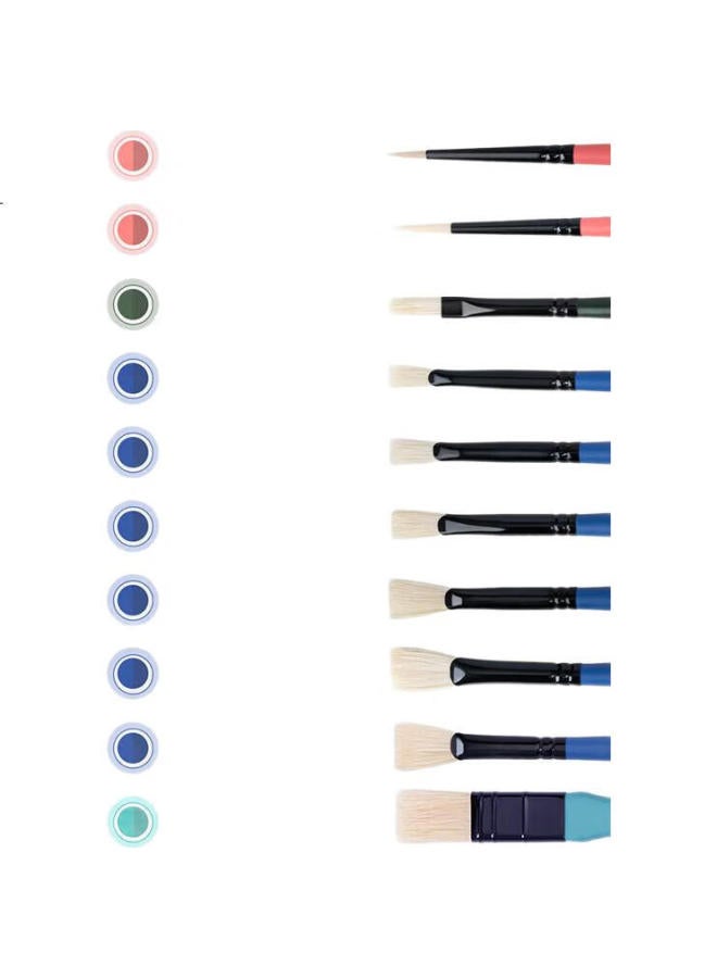 Miya (Miya) Little Bird Watercolor Brush Upgraded Version Starry Sea Glass 10-Piece Set Water Wash Pig Bristle Oil Painting Acrylic Watercolor Brush Fine Arts Sketching - Image 1