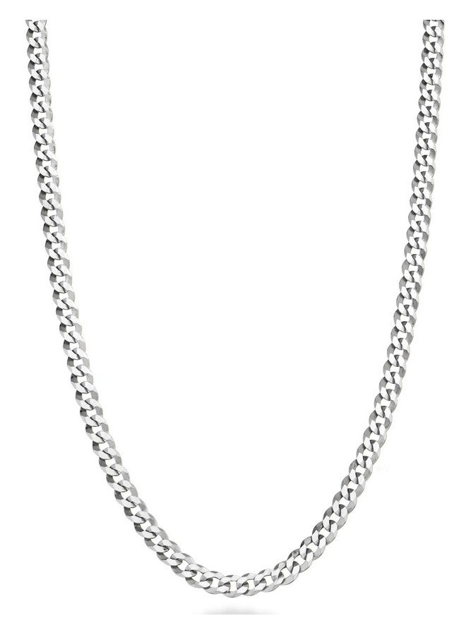 Miabella Italian Solid 925 Sterling Silver 3.5mm Diamond Cut Cuban Link Curb Chain Necklace for Women Men, Made in Italy (Length 26 Inch) - Image 1