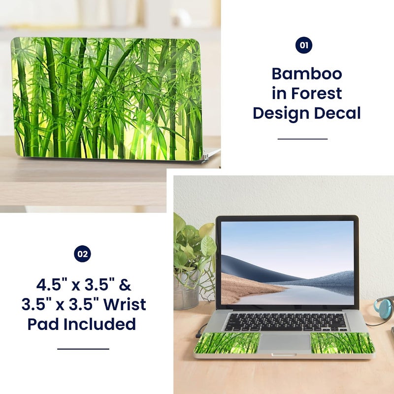 Lss 15 15.6 Inches Laptop Notebook Skin Sticker with 2 Wrist Pads - Reusable Cover Protector Vinyl Sticker Cover Decal Fits 13" - 16" HP Dell Lenovo Apple Asus Acer Samsung - Bamboo in Forest - Image 2