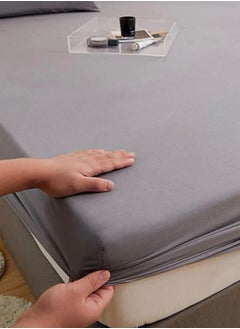 LUNA Home King Size Fitted bed sheet 180*200+30 cm with 2 pillow covers,  set of 3 pieces, plain grey color.  - Image 1