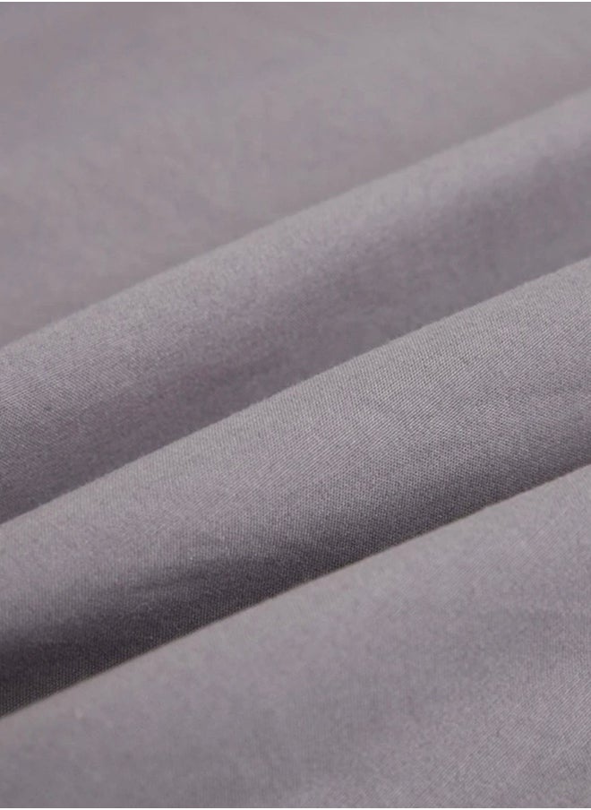 LUNA Home King Size Fitted bed sheet 180*200+30 cm with 2 pillow covers,  set of 3 pieces, plain grey color.  - Image 5