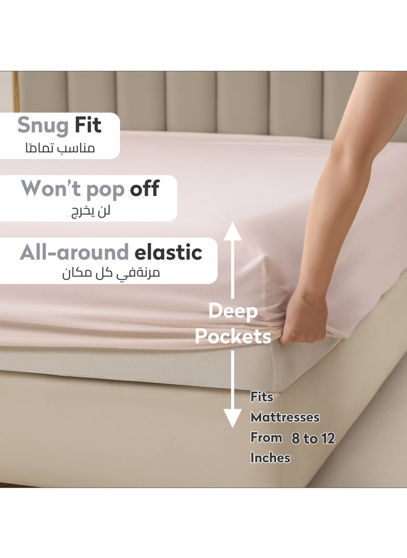 Donetella - Bedding Fitted Sheet 2-Pcs Twin Size Solid Bed Sheet Set Fits(120x200CM) With Pillowcases And 30 CM Extra Deep Brushed Microfiber Bed Sheet,French Oak - Image 1