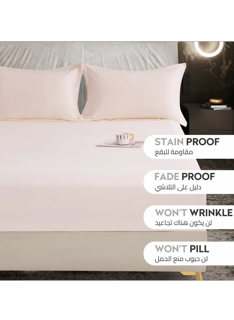Donetella Bedding Fitted Sheet 2-Pcs Twin Size Solid Bed Sheet Set Fits(120x200CM) With Pillowcases And 30 CM Extra Deep Brushed Microfiber Bed Sheet,French Oak