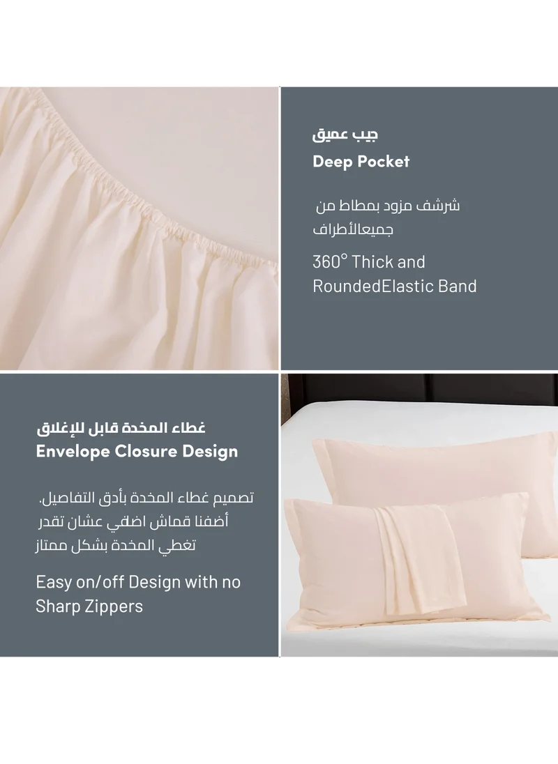 Donetella Bedding Fitted Sheet 2-Pcs Twin Size Solid Bed Sheet Set Fits(120x200CM) With Pillowcases And 30 CM Extra Deep Brushed Microfiber Bed Sheet,French Oak