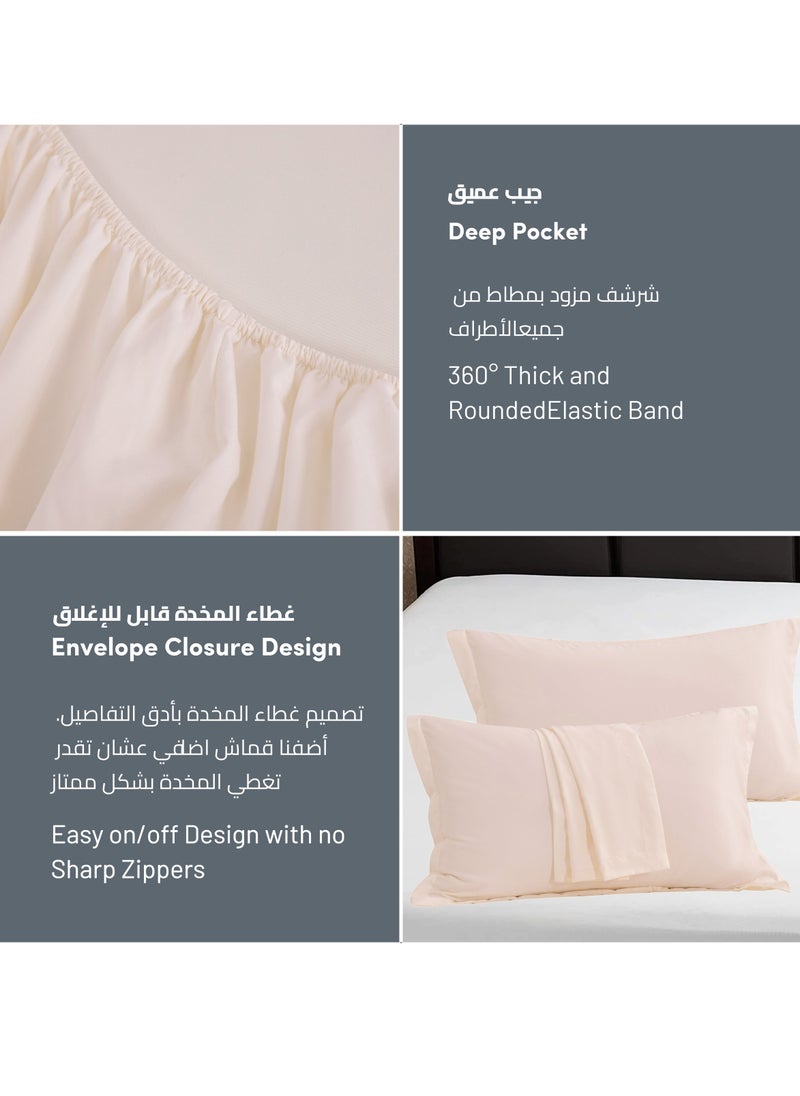 Donetella - Bedding Fitted Sheet 2-Pcs Twin Size Solid Bed Sheet Set Fits(120x200CM) With Pillowcases And 30 CM Extra Deep Brushed Microfiber Bed Sheet,French Oak - Image 1