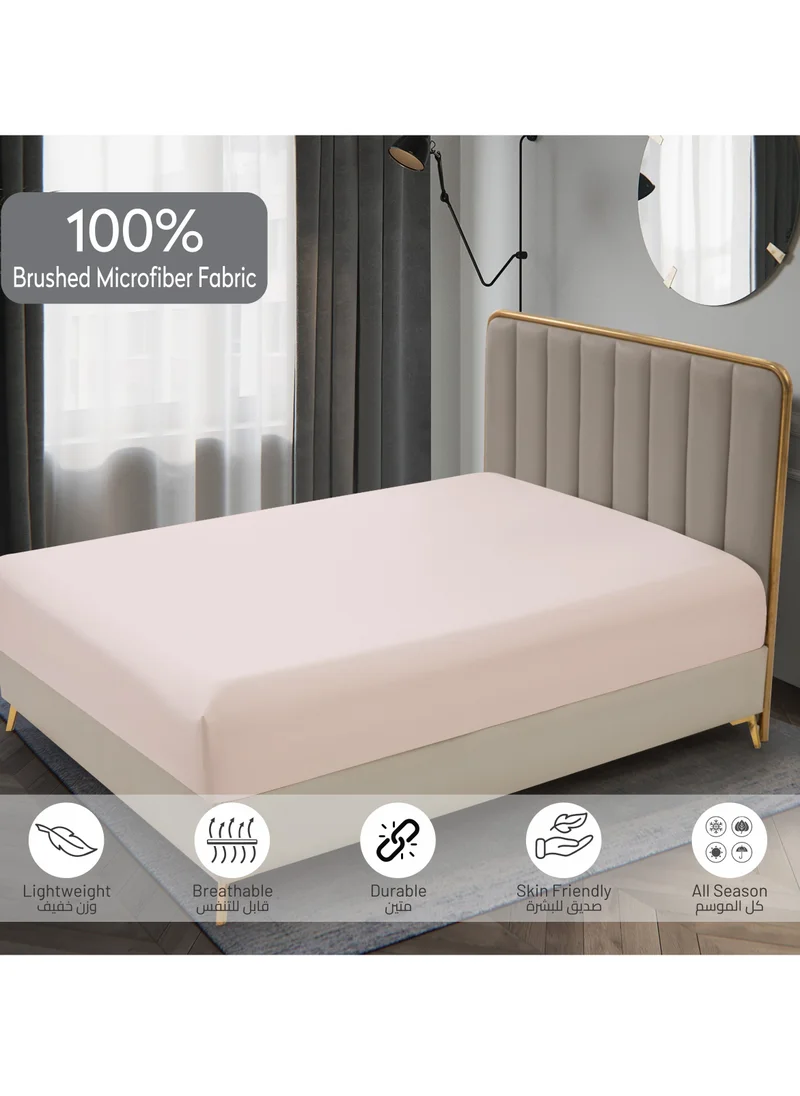 Donetella Bedding Fitted Sheet 2-Pcs Twin Size Solid Bed Sheet Set Fits(120x200CM) With Pillowcases And 30 CM Extra Deep Brushed Microfiber Bed Sheet,French Oak