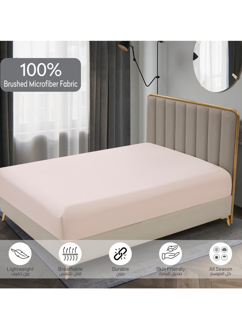Donetella - Bedding Fitted Sheet 2-Pcs Twin Size Solid Bed Sheet Set Fits(120x200CM) With Pillowcases And 30 CM Extra Deep Brushed Microfiber Bed Sheet,French Oak - Image 1