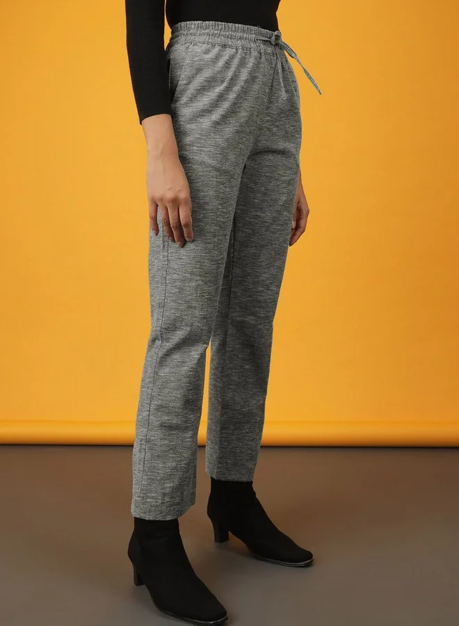 Freehand Freehand Women Charcoal Regular Fit Solid Pants