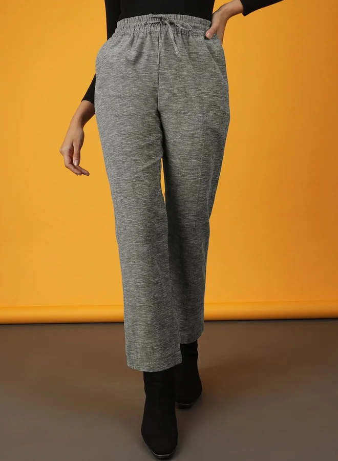 Freehand Freehand Women Charcoal Regular Fit Solid Pants
