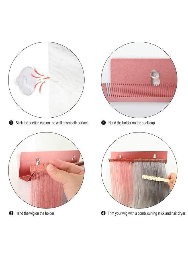 Ehdis حامل وصلات الشعر لتصفيف الشعر من الفولاذ المقاوم للصدأ، أداة عرض وصلات الشعر، أداة تعليق لغسل، تلوين وتجفيف وصلات الشعر (ذهب وردي) - Image 5