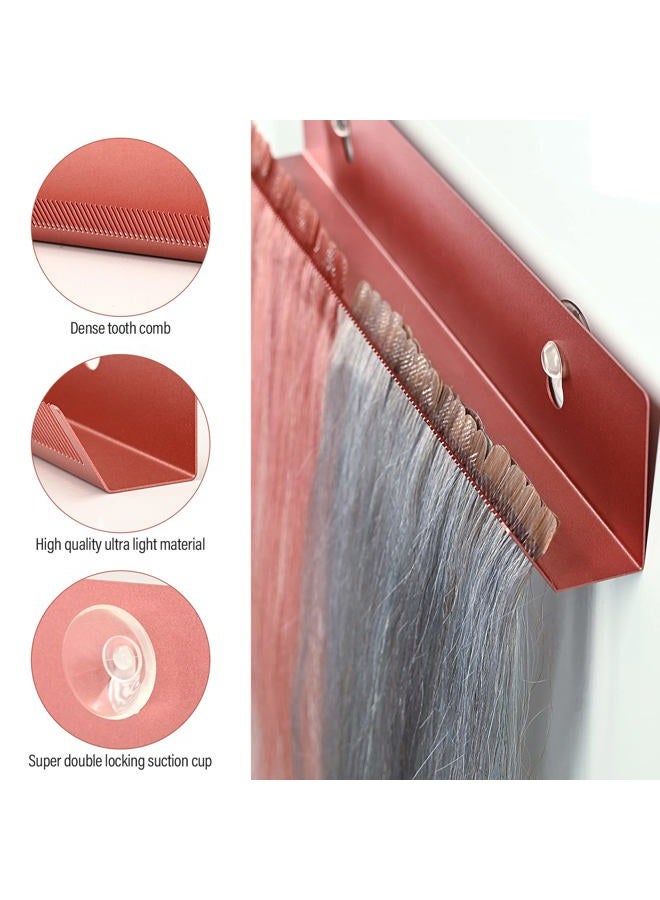 Ehdis حامل وصلات الشعر لتصفيف الشعر من الفولاذ المقاوم للصدأ، أداة عرض وصلات الشعر، أداة تعليق لغسل، تلوين وتجفيف وصلات الشعر (ذهب وردي) - Image 3