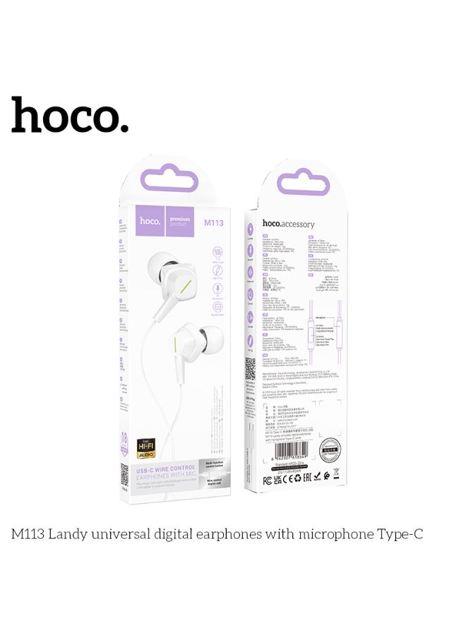 hoco. M113 Landy universal digital earphones with microphone Type-C - Image 3