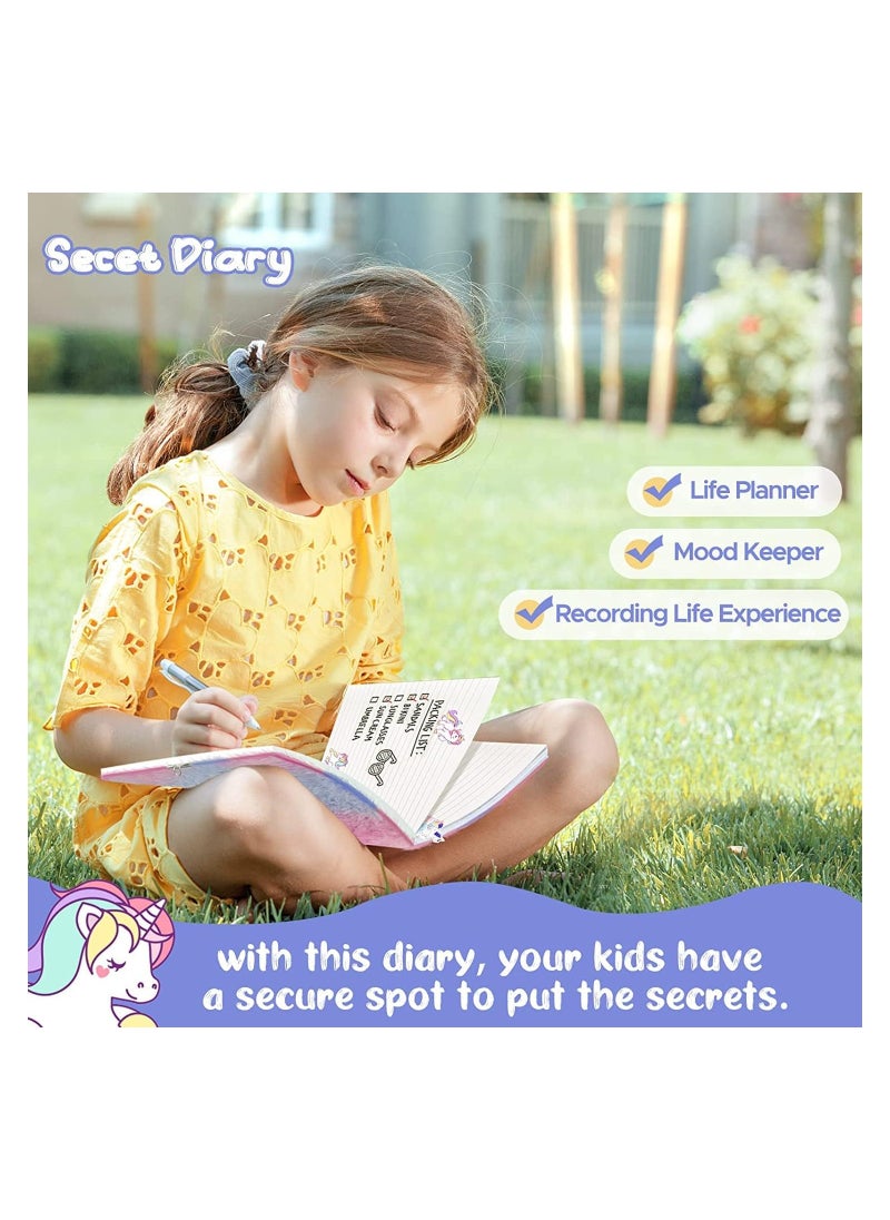 Kids Diary with Lock and Key Sparkly Journal Diary for Girls Kids Gift Embroidery Fuzzy Lined Notebook School Office Writing Drawing Notepad with 160 Pages