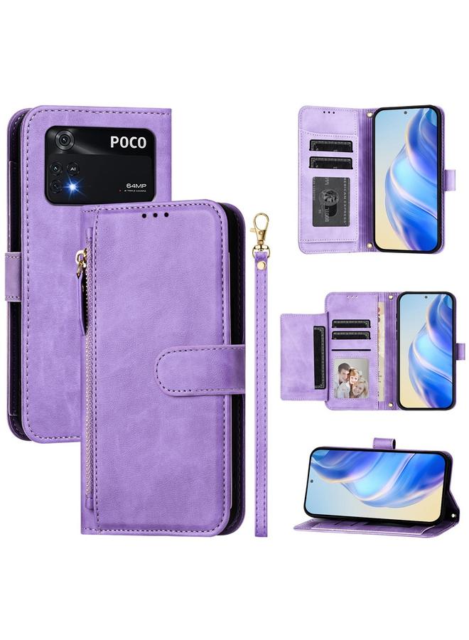 Case For Xiaomi Poco M4 Pro 4G Multi-Card Slots Zipper Wallet Leather Phone Case