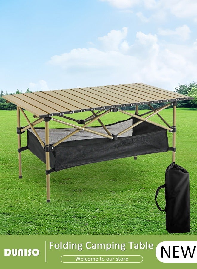 DUNISO Folding Outdoor Camping Table, Portable Picnic Camping Table  with Storage Pocket, Aluminum Roll-up Table with Easy Carrying Bag for Indoor,Outdoor,Camping, Beach,Backyard, BBQ, Party, Patio, Picnic(120 * 55 * 50cm) - Image 1