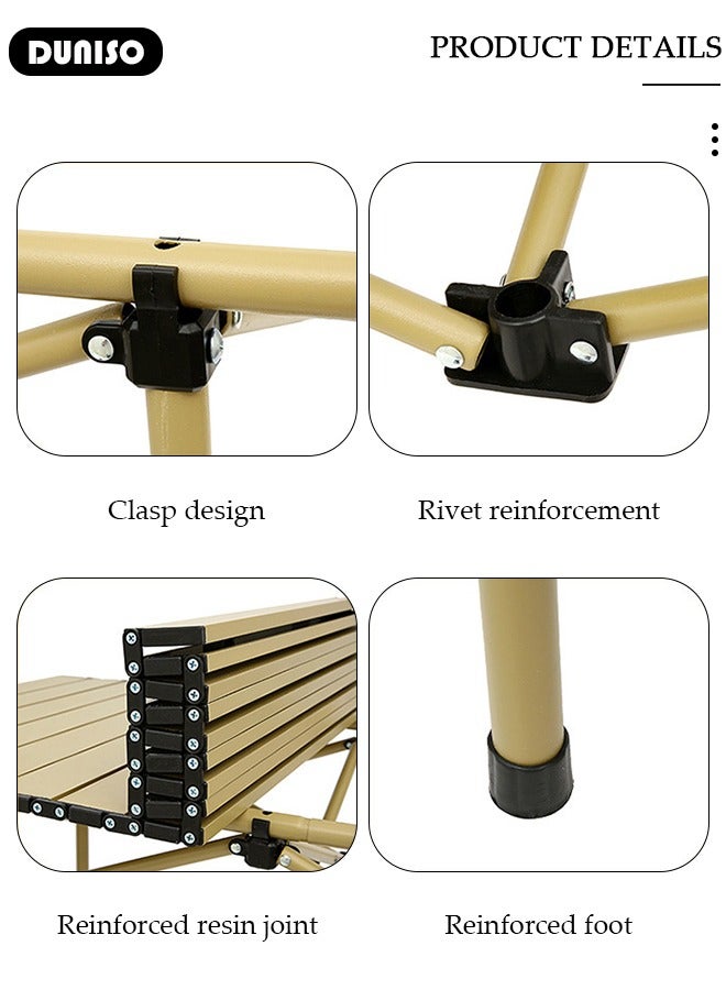 DUNISO Folding Outdoor Camping Table, Portable Picnic Camping Table  with Storage Pocket, Aluminum Roll-up Table with Easy Carrying Bag for Indoor,Outdoor,Camping, Beach,Backyard, BBQ, Party, Patio, Picnic(120 * 55 * 50cm) - Image 5