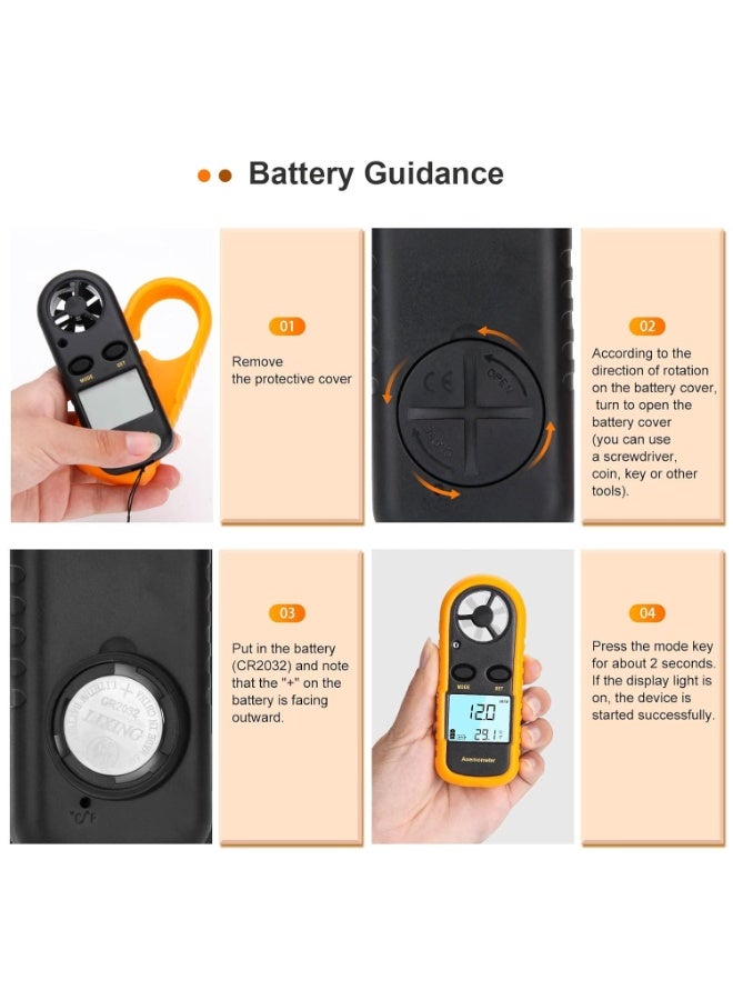 AIWANTO Handheld Digital Anemometer – Wind Speed & Temperature Meter with LCD Display for Kite Flying, Fishing, Surfing, Meteorology, and Outdoor Activities - Image 4
