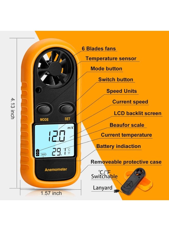 AIWANTO Handheld Digital Anemometer – Wind Speed & Temperature Meter with LCD Display for Kite Flying, Fishing, Surfing, Meteorology, and Outdoor Activities - Image 5