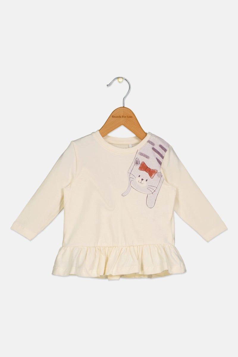 NAME IT Toddlers Girl Crew Neck Graphic Long Sleeve Top, Lavender - Image 1