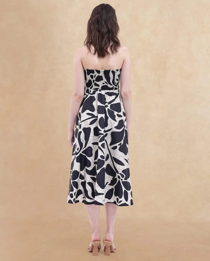 Rareism Women's Fit And Flare Midi Dress In Two-Tone Print