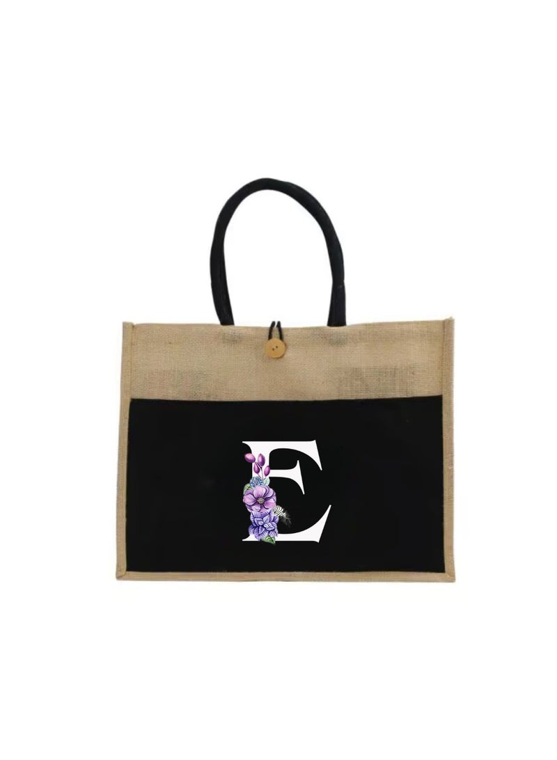 PRINTSHOP4ME Jute Bag Initial Letter Printed Design–Reusable,Durable Tote Bag For Gifting Or Everyday Use|Used For Festive Celebrations&Gifts For Special Person - Image 2