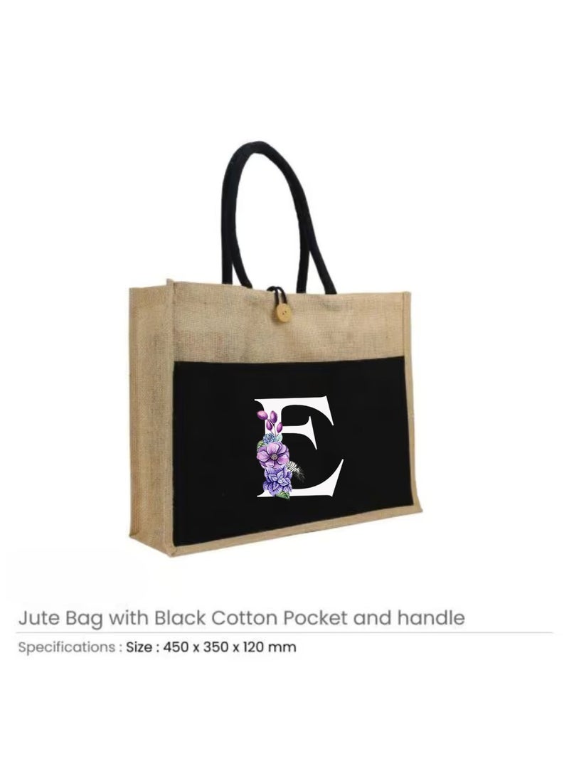 PRINTSHOP4ME Jute Bag Initial Letter Printed Design–Reusable,Durable Tote Bag For Gifting Or Everyday Use|Used For Festive Celebrations&Gifts For Special Person - Image 4