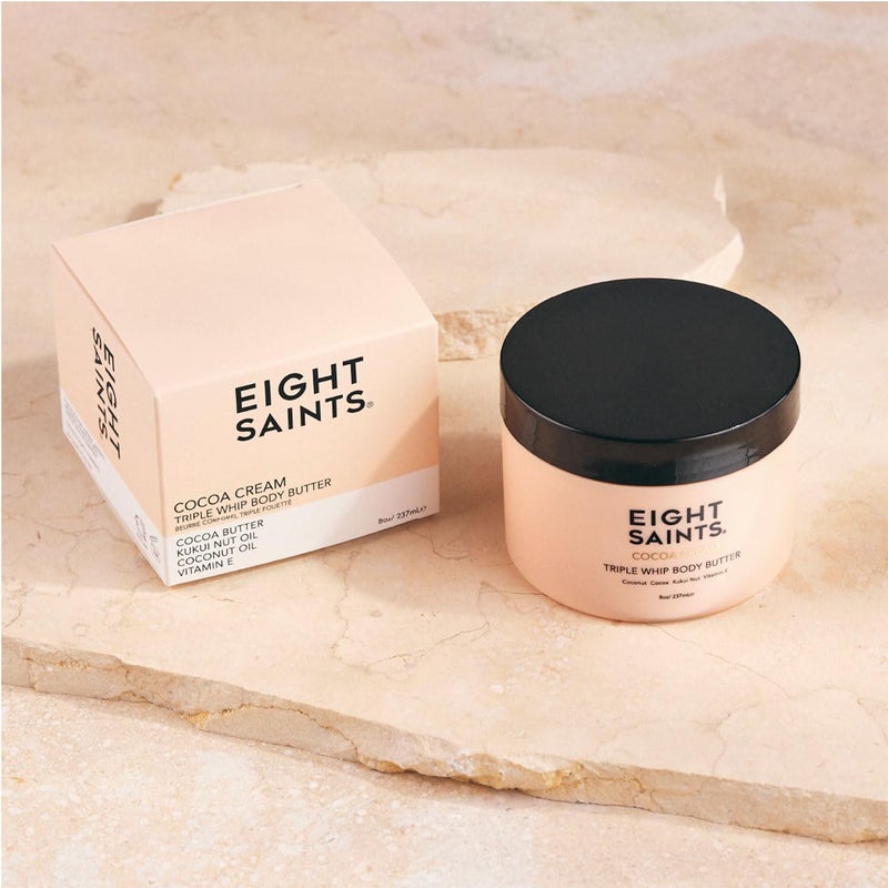 Eight Saints Cocoa Creme Body Butter, Natural and Organic Body Cream With Coconut Oil and Cocoa, Intense Hydration and Nourishing Moisturizer, 8 Ounces - Image 3