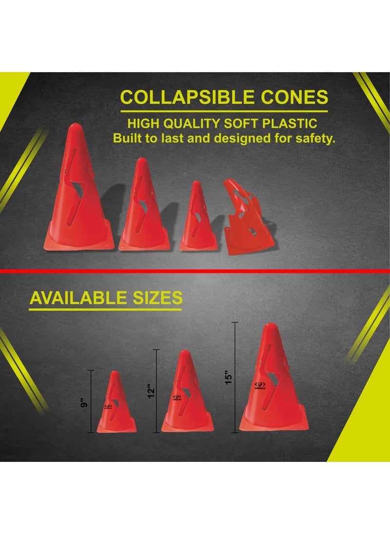 Cougar COUGAR Cone Marker Cone Marker Set Collapsible Cone Markers with Holes Agility Cones 9 Inch Agility Cone Marker Set Pack of 8  - Image 4