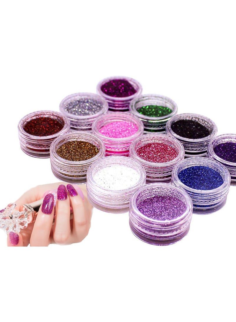 SYOSI 12 Colors Glitter Set Fine Glitter for Resin Arts and Craft Supplies Glitter Festival Glitter Makeup Glitter Cosmetic Chunky Glitter for Body Nail Face Hair Eyeshadow Lip Gloss Making  - Image 1