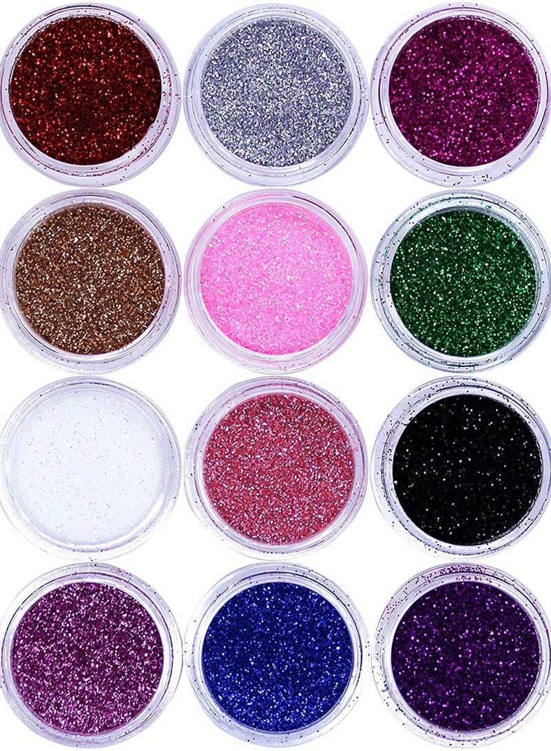 SYOSI 12 Colors Glitter Set Fine Glitter for Resin Arts and Craft Supplies Glitter Festival Glitter Makeup Glitter Cosmetic Chunky Glitter for Body Nail Face Hair Eyeshadow Lip Gloss Making  - Image 2
