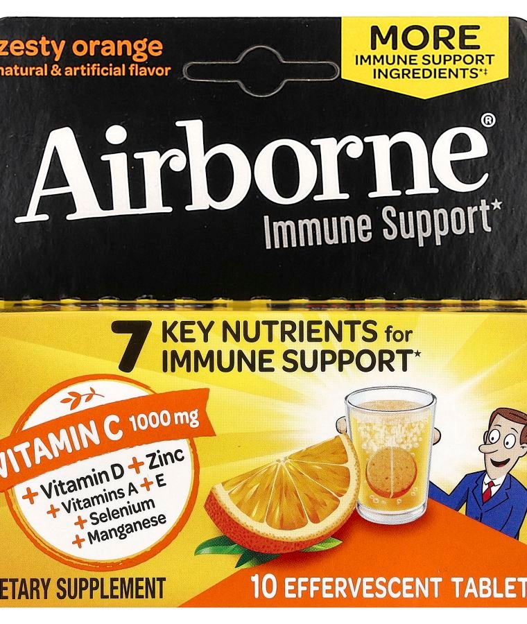 Immune Support Supplement Zesty Orange 10 Effervescent Tablets