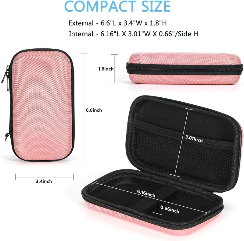 GLCON Cell Phone Carrying Case - Portable Hard EVA Charger Case - High Protection Small Zipper Travel Pouch Storage Bag Electronic Organizer for Battery, GPS, Hard Drive, Charging Cable, Cord - Pink - Image 3