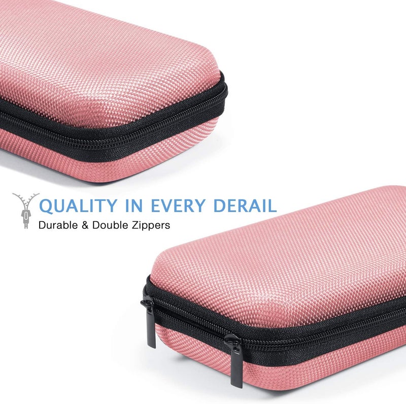 GLCON Cell Phone Carrying Case - Portable Hard EVA Charger Case - High Protection Small Zipper Travel Pouch Storage Bag Electronic Organizer for Battery, GPS, Hard Drive, Charging Cable, Cord - Pink - Image 5
