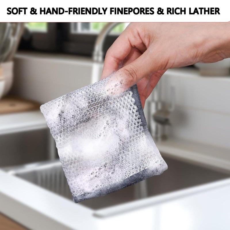 kookkit Upgraded 3-Layer Metal Dish Scrubber-10Pcs, No Scratches, Odor-Free, Multi-Purpose Stainless Steel Scouring Pad for Kitchen Cleaning â€“ Dry & Wet Use, for Dishes, Cookware, Sinks, Stove Tops (10PCS) - Image 3
