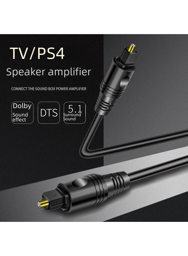 Toslink Fiber Optic Audio Cable Spdif Digital Output 5.1 Tv Sound Amplifier Reflection Wall Connection Cable-Color:Square Mouth To Other Mouth OD4.0 (long Handle Dust Cap)-Length:3 M  - Image 1