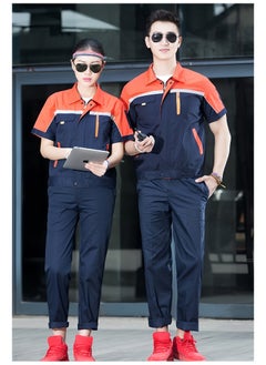 SKT Shiketro Summer Short-sleeved Workwear for Men and Women Breathable Sweat-absorbent Thin Reflective Labor Protection Clothing Tops and Pants 2 Sets  - Image 2