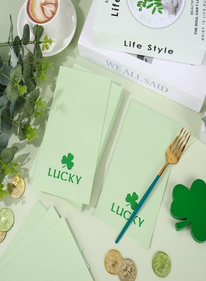 وولاين مجموعة مناديل ورقية للاستخدام مرة واحدة من والين، 50 قطعة، بتصميم زهرة البرسيم الأخضر النعناعي، مثالية لحفلات عيد القديس باتريك، وتزيين الطاولات. - Image 4