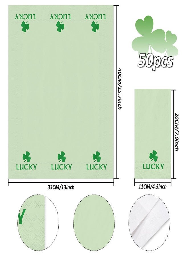 وولاين مجموعة مناديل ورقية للاستخدام مرة واحدة من والين، 50 قطعة، بتصميم زهرة البرسيم الأخضر النعناعي، مثالية لحفلات عيد القديس باتريك، وتزيين الطاولات. - Image 2