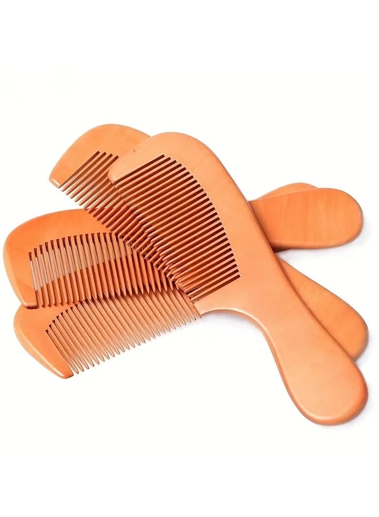 ORiTi قطعة واحدة من مشط الشعر الخشبي الخوخي المضاد للكهرباء الساكنة ومشط تصفيف الشعر للرجال والنساء هدية - Image 4