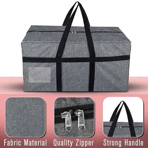 SNDIA Extra Large 128 L Fabric Moisture Proof Multipurpose Heavy Duty Storage Bag for Toys/Stationery/Blankets/Clothes/Moving Bags With Strong Reinforced Handles Rectangular (Grey,81x40x40 cm) - Image 4