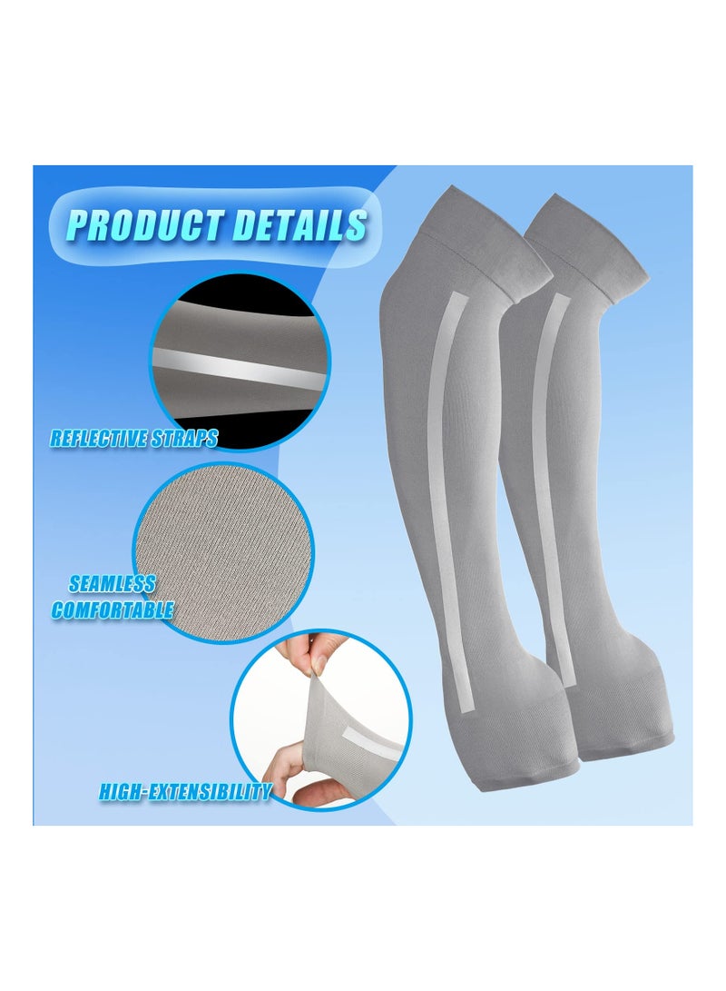 SYOSI 4 Pairs Arm Sleeve UV Sun Protection Arm Sleeves Cooling Sports Sleeve Anti Slip Ice Silk Arm Warmers Reflective Arm Covers for Men Women Golf Cycling Working Sleeves Supplies  - Image 4